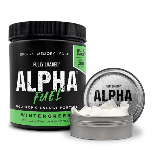 ALPHA Fuel Wintergreen 200-pouch bulk tub with reusable tin